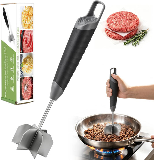 Goldusk 10 Inch Meat Chopper, 304 Stainless Steel, 6 Blades, Thumb Rest