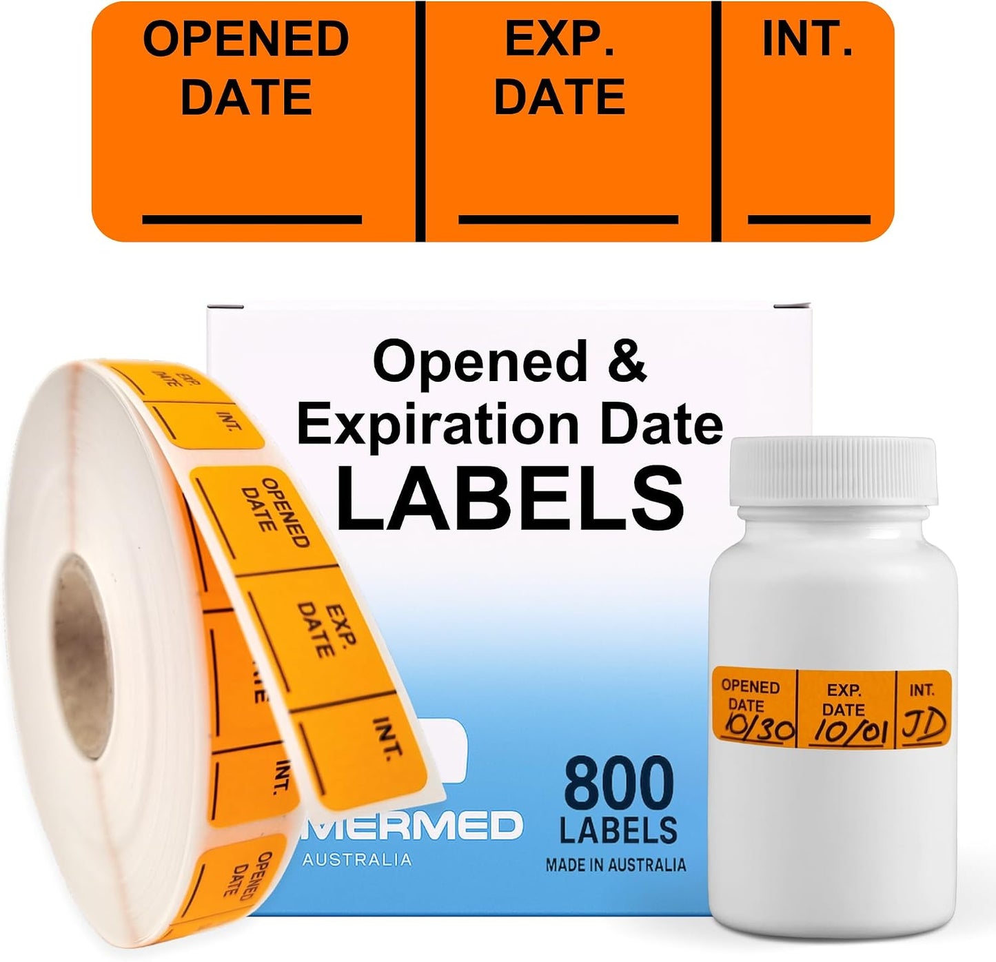 Opened Date Labels for Medical, Food & Lab Use - 800 Fluoro Green Write-on Small Stickers (12mm x 40mm / 0.5" x 1.5") in Dispense Box. Strong Latex-Free Adhesive & Indirect Food/Medical Safe Ink