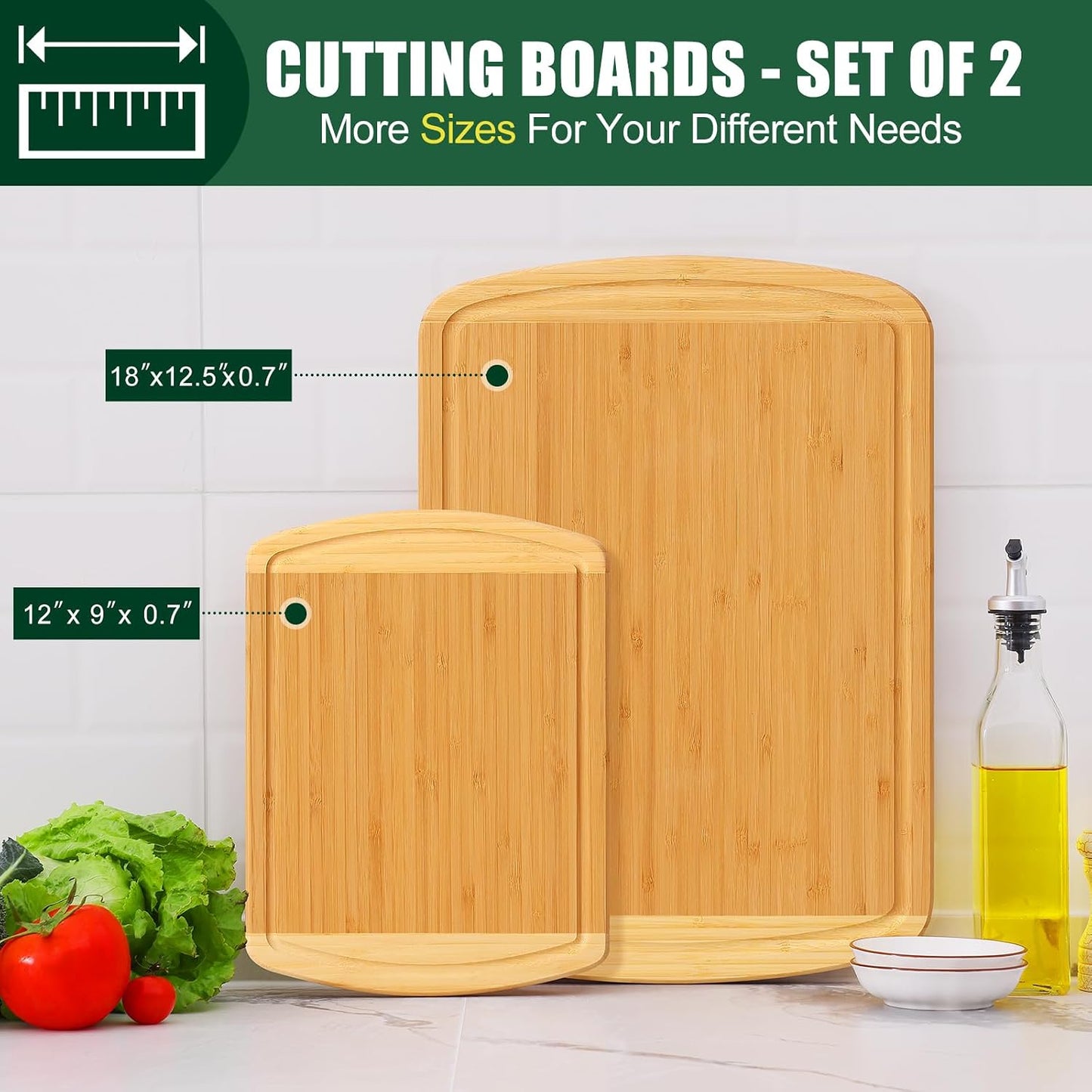 Homaxy Extra Large Bamboo Cutting Boards for Kitchen, 18x12.5" Wood XL Cutting Board with Juice Groove, Butcher Block Wooden Chopping Board for Kitchen, Meat, Cheese, Fruit & Vegetables - Pre Oiled