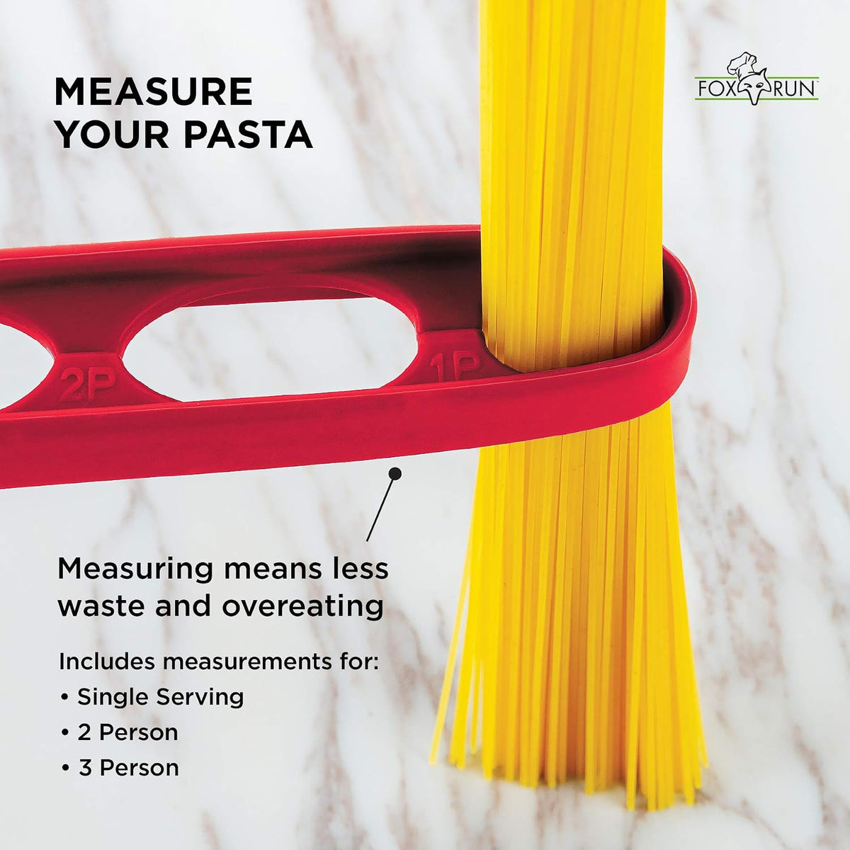 Fox Run 2 in 1 Pasta Measuring Tongs, 12.5", Red