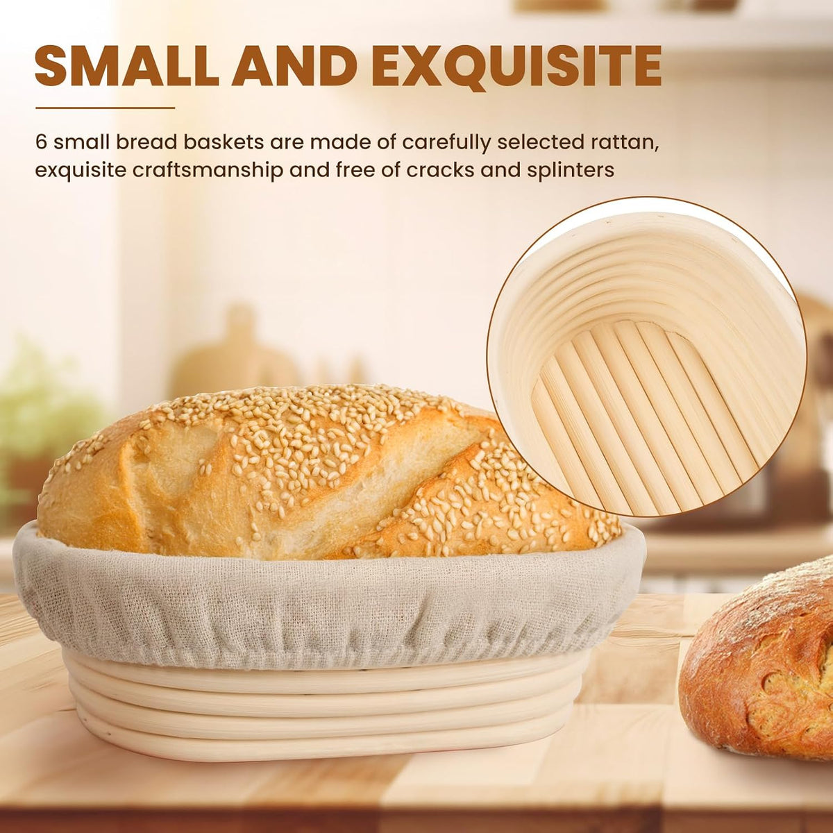 Kikcoin Banneton Bread Proofing Basket, 5 Inch Mini Banneton Basket