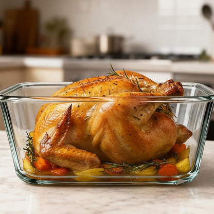 200oz/6000ml/26cup Extra Large Glass Storage Containers with Airtight Lid - Borosilicate Large Glass Food Storage for Rotisserie Chicken, Turkey - XL Big Glass Soup Bowls Freezer to Oven Safe