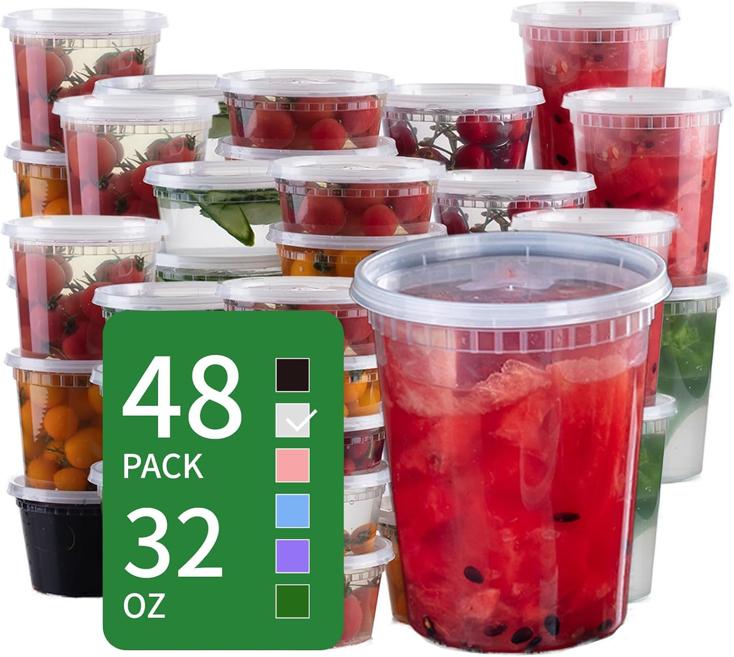 30oz Meal Prep Containers Bulk 50-Pack - 2-Compartment with Lids, Leakproof, Microwave/Freezer/Dishwasher Safe - Commercial Food Storage, Black
