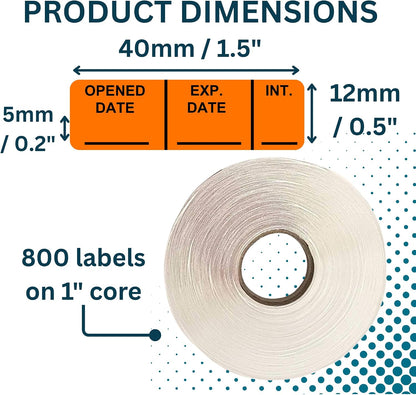 Opened Date Labels for Medical, Food & Lab Use - 800 Fluoro Green Write-on Small Stickers (12mm x 40mm / 0.5" x 1.5") in Dispense Box. Strong Latex-Free Adhesive & Indirect Food/Medical Safe Ink