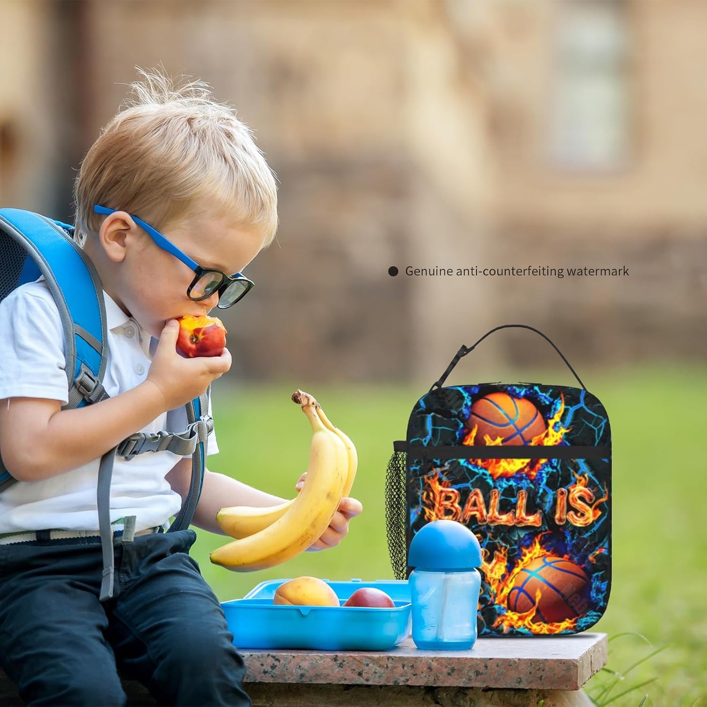 Boys Lunch Box for School Insulated Football Lunch Bag for Kid Boys Girls Teen Bento Boxes to School Office Picnic Travel Hiking Lunchbag Waterproof Leakproof with Adjustable Shoulder Strap