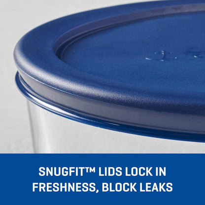 Anchor Hocking 2 Cup Glass Storage Containers with Lids, Set of 4 Glass Food Storage Containers with Mint SnugFit Lids