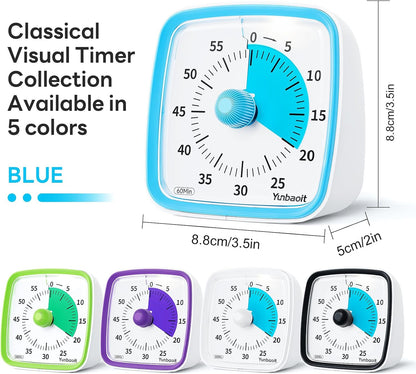 Yunbaoit Visual Timer with Night Light, 60 Minute Countdown, Light Blue