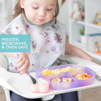 Bumkins Baby Silicone Little Dippers, Attaches to Bowls, Dishes and Plates, Sauce Cup, Holds Condiments, Dip, Puree, Toppings, Baby Led Weaning, Essential Feeding Supplies, Babies 6 Months Up, Pink