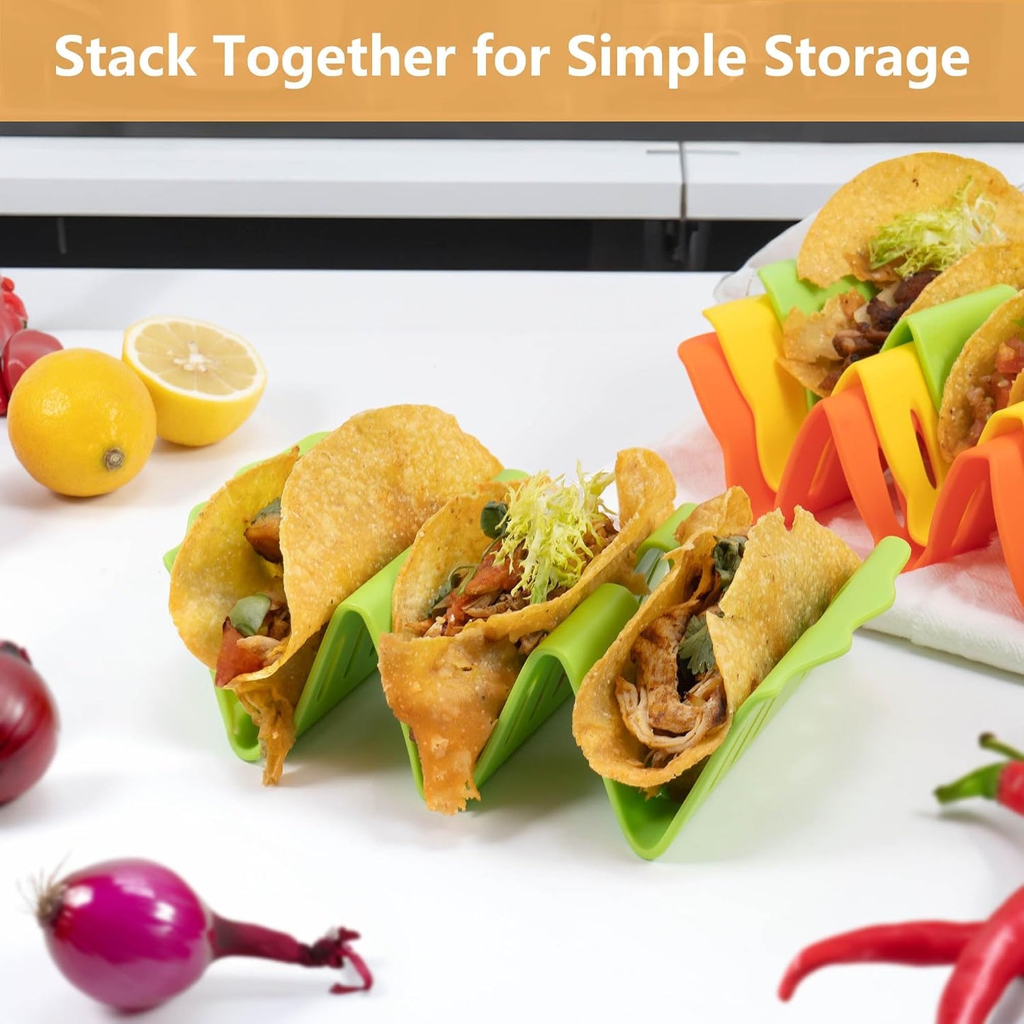 Li&Zhao Taco Holder Stands - 3 PCS Colorful Taco Trays Taco Plates Taco Rack Taco Stands Taco Shell Holder for Baking Grill Barbecue Oven Dishwasher & Microwave Safe
