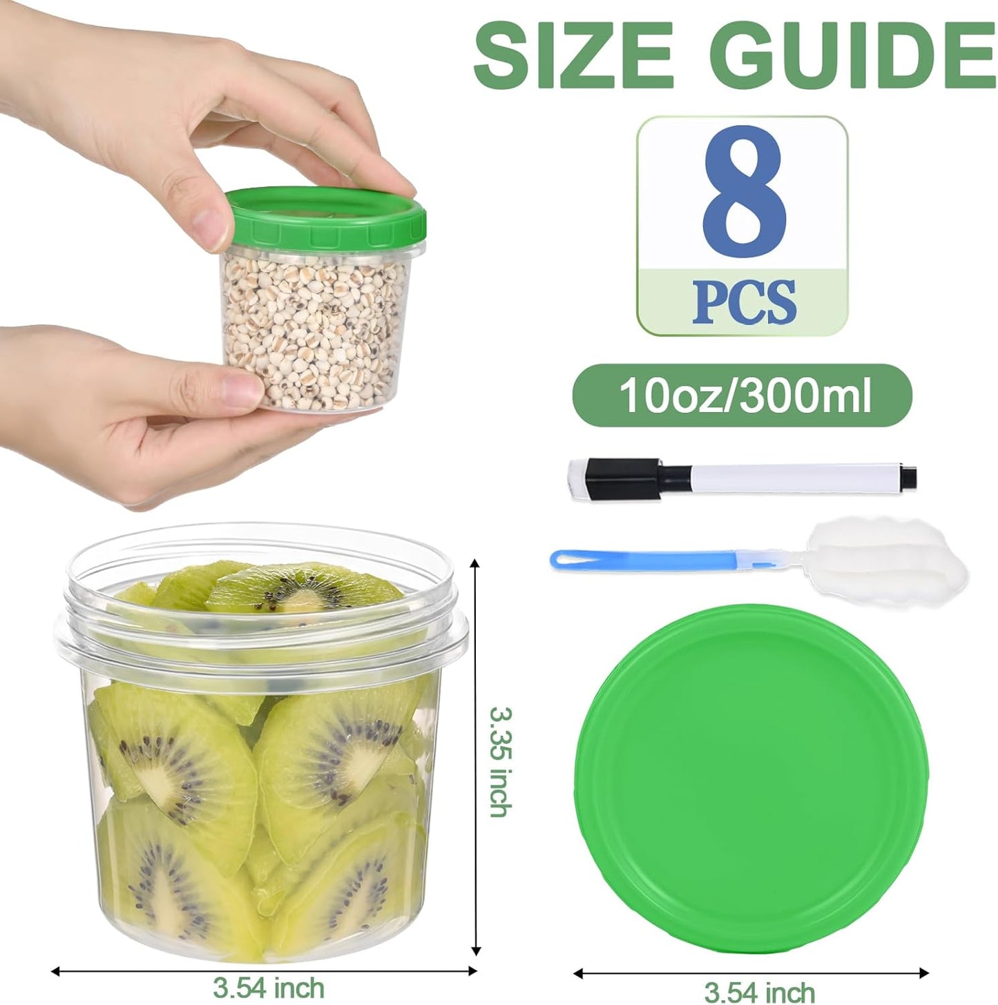 Freezer Storage Containers, 16 Pack 10 oz Plastic Food Storage Containers with Twist Top Lids, Meal Prep Containers for Soup Snack Fruit, BPA Free, Leakproof, Microwave & Dishwasher Safe