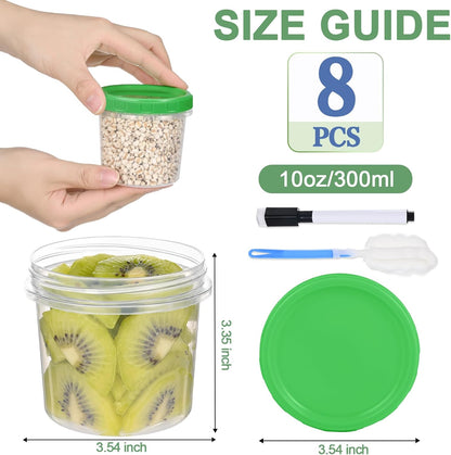 Freezer Storage Containers, 16 Pack 10 oz Plastic Food Storage Containers with Twist Top Lids, Meal Prep Containers for Soup Snack Fruit, BPA Free, Leakproof, Microwave & Dishwasher Safe