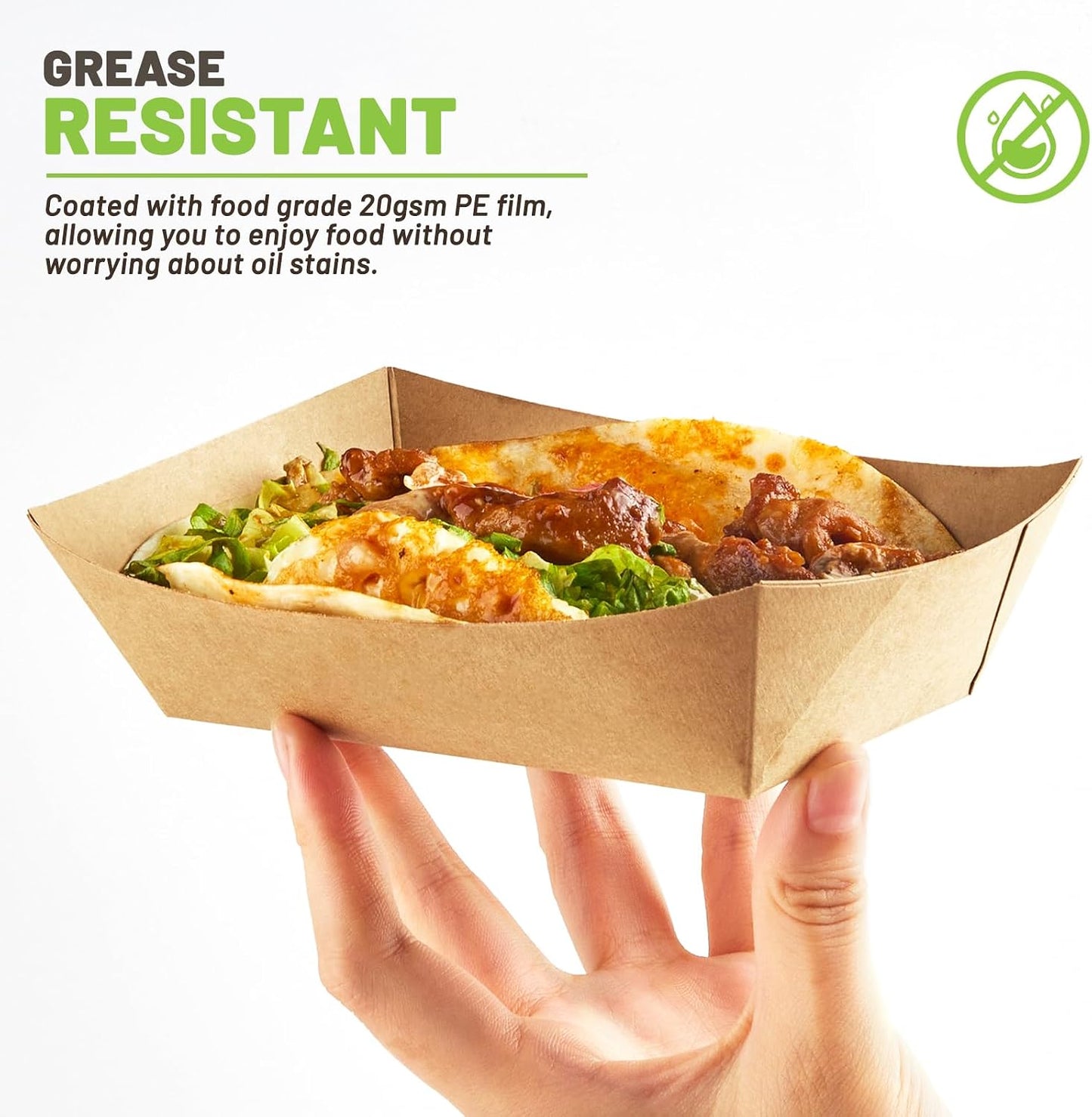 ZORRITA 2 Lb Paper Food Trays - 100 Pack Disposable Nacho Trays Brown Food Boats Take Out Basket Holders for Serving Party Snacks Hot Dogs Tacos Fries