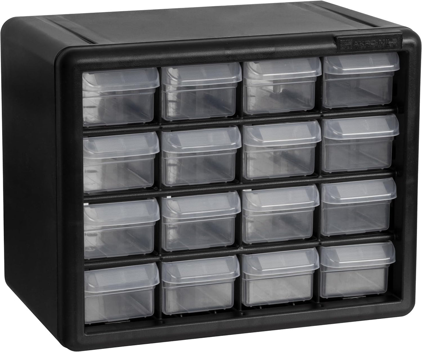 Akro-Mils 44-Drawer Plastic Drawer Storage Cabinet for Garage Organization, Bead Organizer, Building Bricks Storage, Teacher Toolbox, Makeup Organizer, 20" W x 6" D x 16" H, 10144 Black