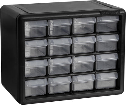 Akro-Mils 44-Drawer Plastic Drawer Storage Cabinet for Garage Organization, Bead Organizer, Building Bricks Storage, Teacher Toolbox, Makeup Organizer, 20" W x 6" D x 16" H, 10144 Black