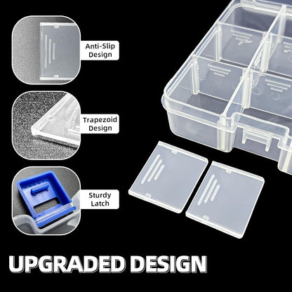 DUOFIRE Plastic Organizer Container Storage Box Adjustable Divider Removable Grid Compartment for Jewelry Beads Earring Tool Fishing Hook Small Accessories(18 grids, White X 2)
