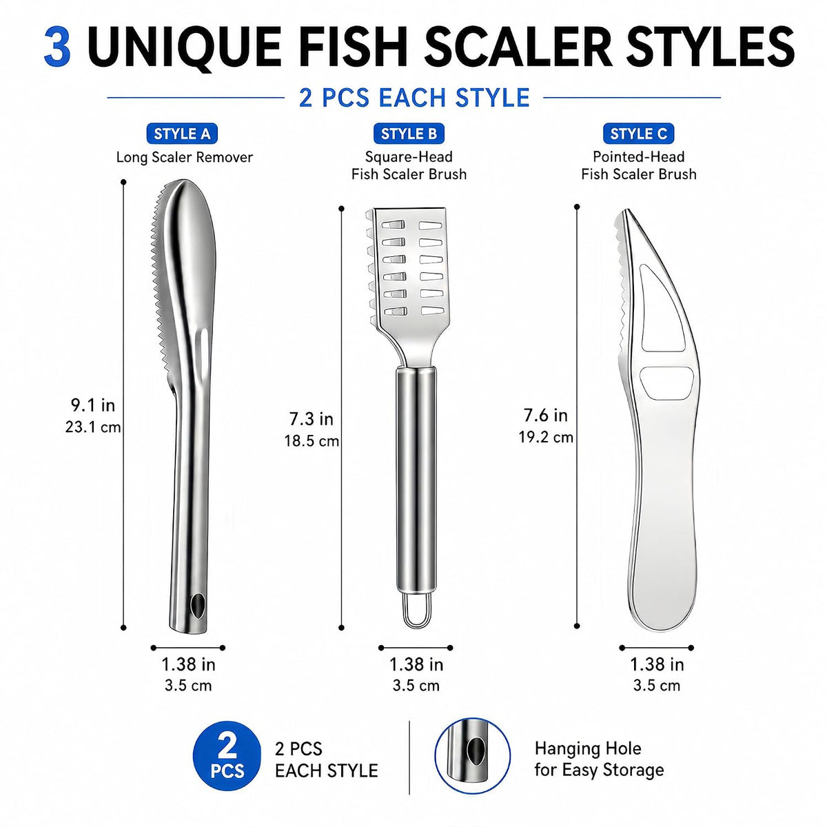 6-Piece Fish Scaler & Fish Scale Remover with Sawtooth Edge and Handle