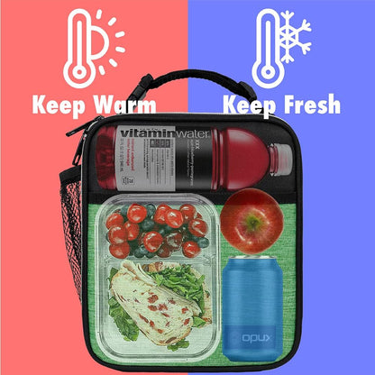 opux Premium Insulated Lunch Box, Soft School Lunch Bag for Kids Boys Girls, Leakproof Small Lunch Pail Men Women Work, Reusable Compact Cooler Tote Lunchbox for Office Adult, Black
