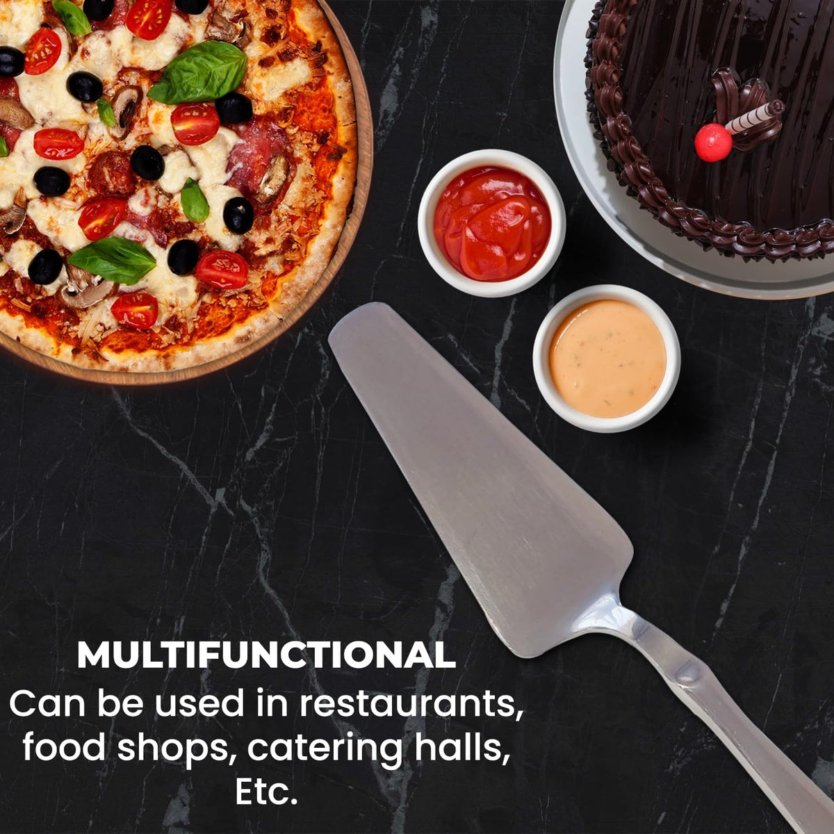 Cake Server & Pie Server Spatula Stainless Steel – Cake Lifter, Cake Slicer & Pie Cutter, Cookie Spatula and Cake Knife for Serving Cake Slices, Desserts & Party Cake Table