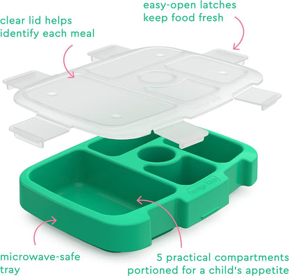 Bentgo® Kids Prints Tray with Transparent Cover - Reusable, BPA-Free, 5-Compartment Meal Prep Container with Built-In Portion Control for Healthy Meals At Home & On the Go (Mermaids in the Sea)