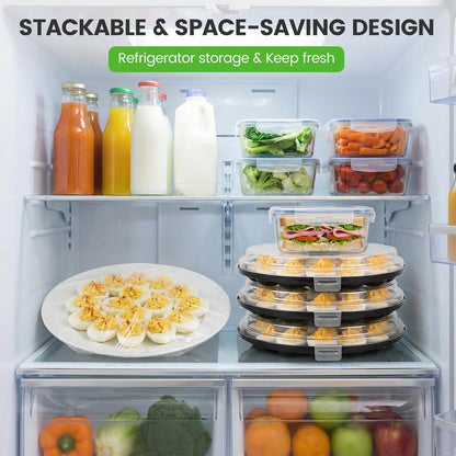 HANSGO Deviled Egg Containers with Lid, Deviled Egg Platter Carrier Holder Trays with 22 Slots for Holiday Party and Home Kitchen, Green