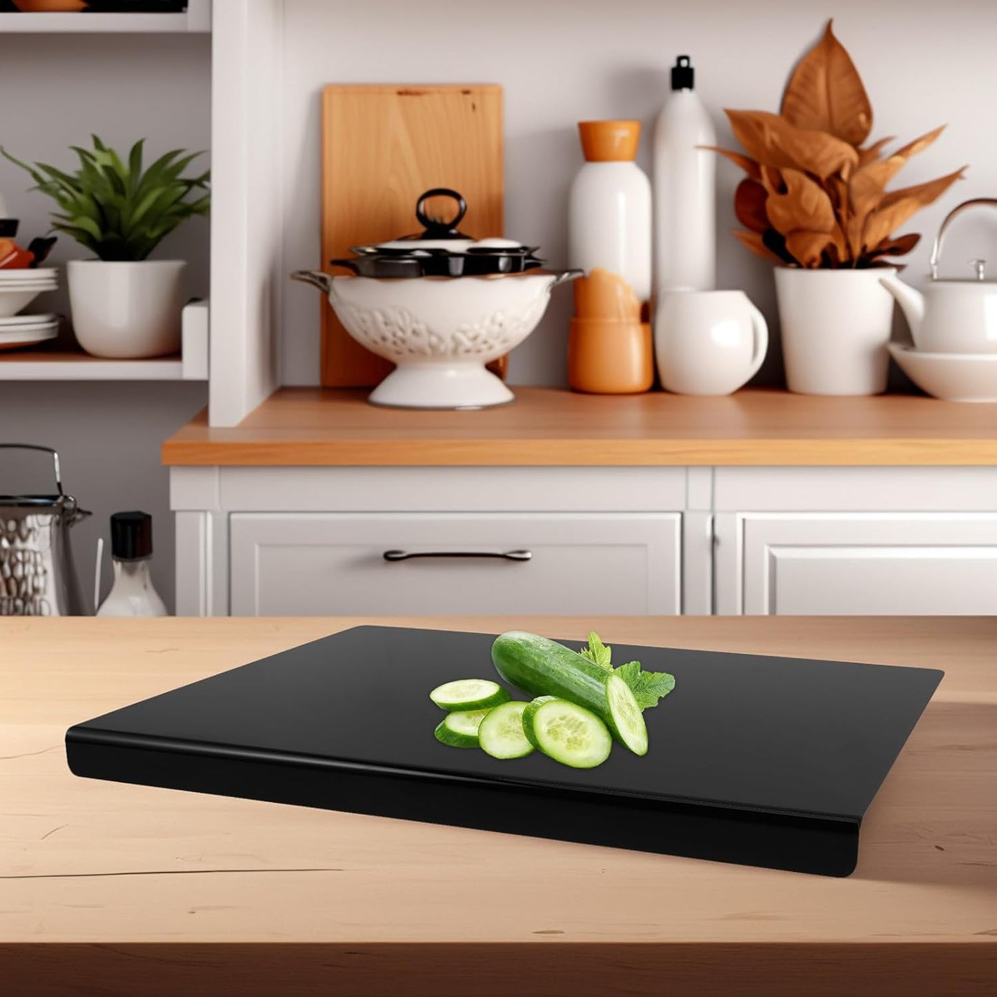 Non-slip Black Acrylic Cutting Board 42.5x32.5cm Kitchen Counter Protector Large Sturdy Chopping Mat for Fruits, Vegetables, and Prepared Foods