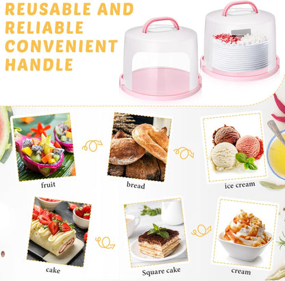 Baderke 10 Inch Round Cake Carrier with Lid and Handle - Two Sided Cake Holder & Box for Transport, Pie, Cupcake(White)