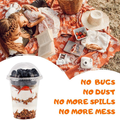 Aatriet 12 oz Clear Plastic Parfait Cups with Insert 3.25oz & Dome Lids No Hole - (20 Sets) Yogurt Fruit Parfait Cups, for Dips and Veggies, Take Away Breakfast and Snacks. No Leaking