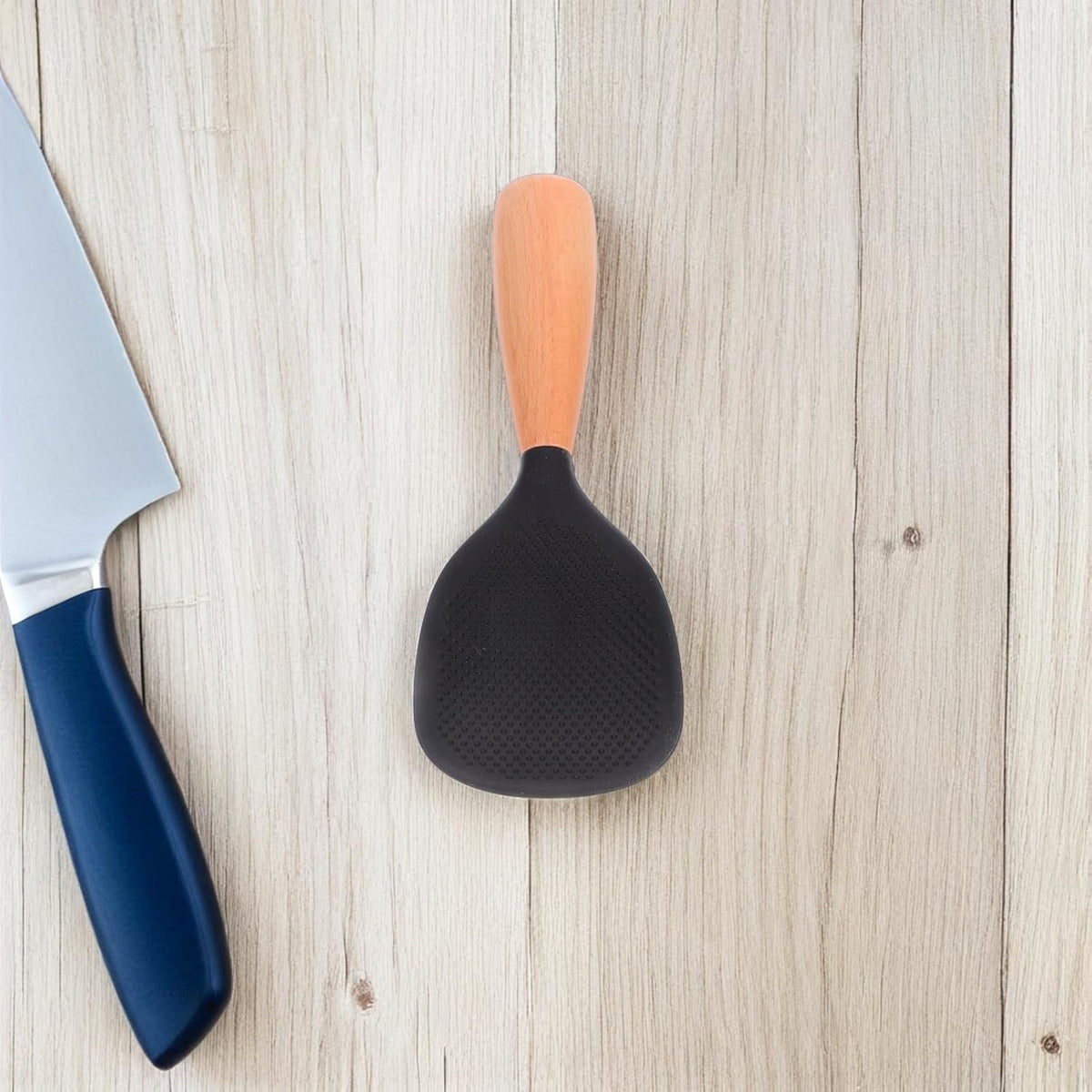 MAGICLULU Silicone Rice Paddle with Wooden Handle, Non Stick Rice Spoon