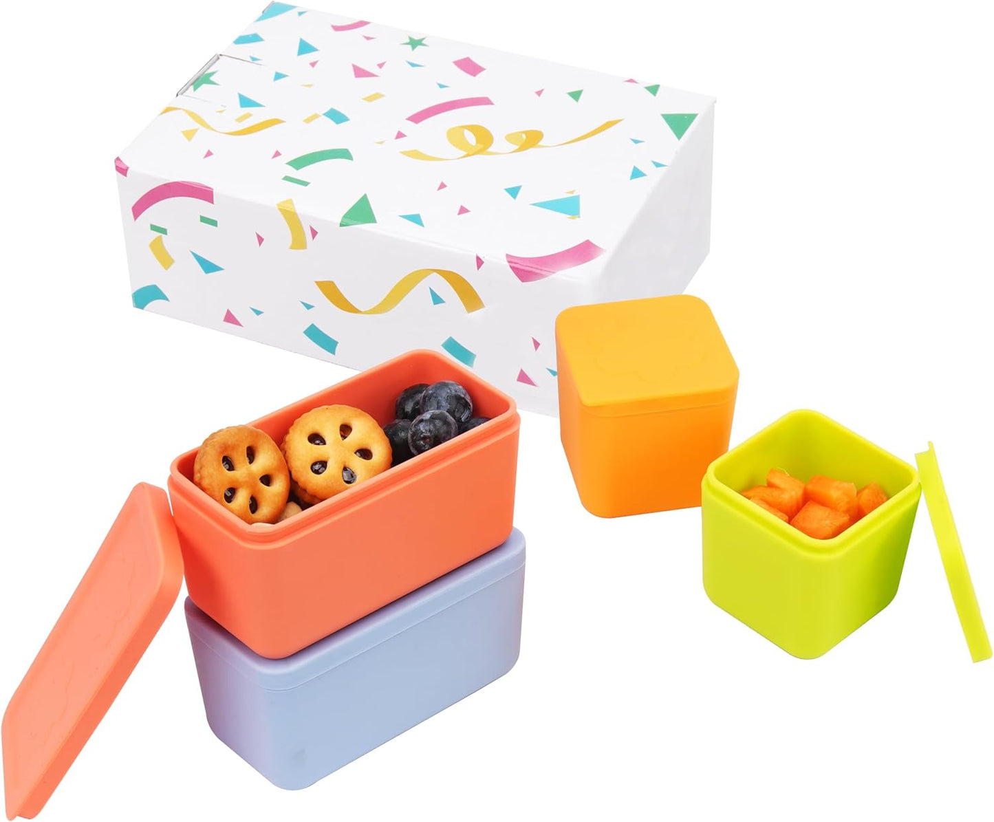Dip Containers for OmieBox UP bento Box, 4 Pack Leakproof Salad Dressing Container To Go, Condiment Containers with Lids - Food Safe Silicone - 4.5 & 9 ounces