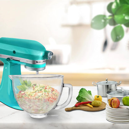 Stainless Steel Bowl Compatible with Kitchenaid Mixer 4.5/5QT，With Grey Lid,5 Quart Stainless Bowl for Kitchen Aid Mixing,With Green Lid
