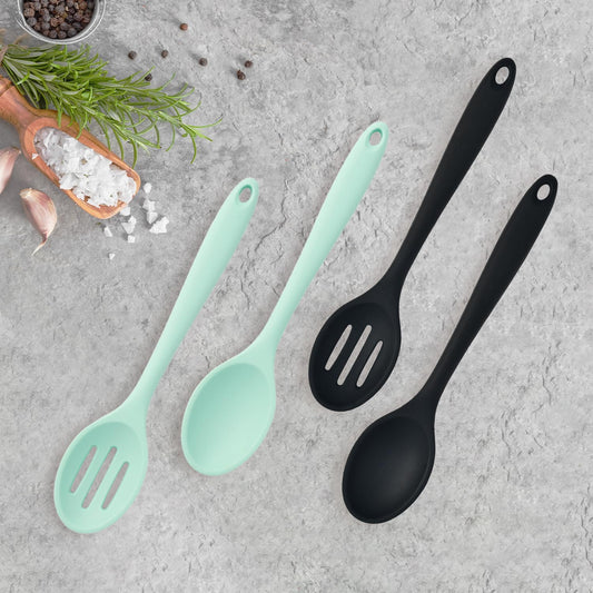 Premium 4-Piece Silicone Cooking Spoon Set - Heat-Resistant, Dishwasher Safe Kitchen Utensils for Baking & Stirring