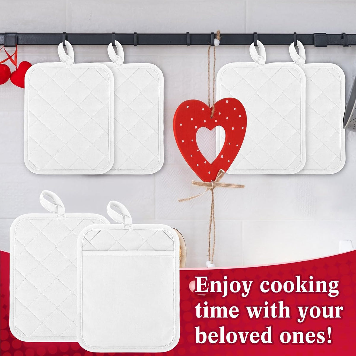 Hoolerry 7''x 9'' Sublimation Pot Holders with Pocket, Black