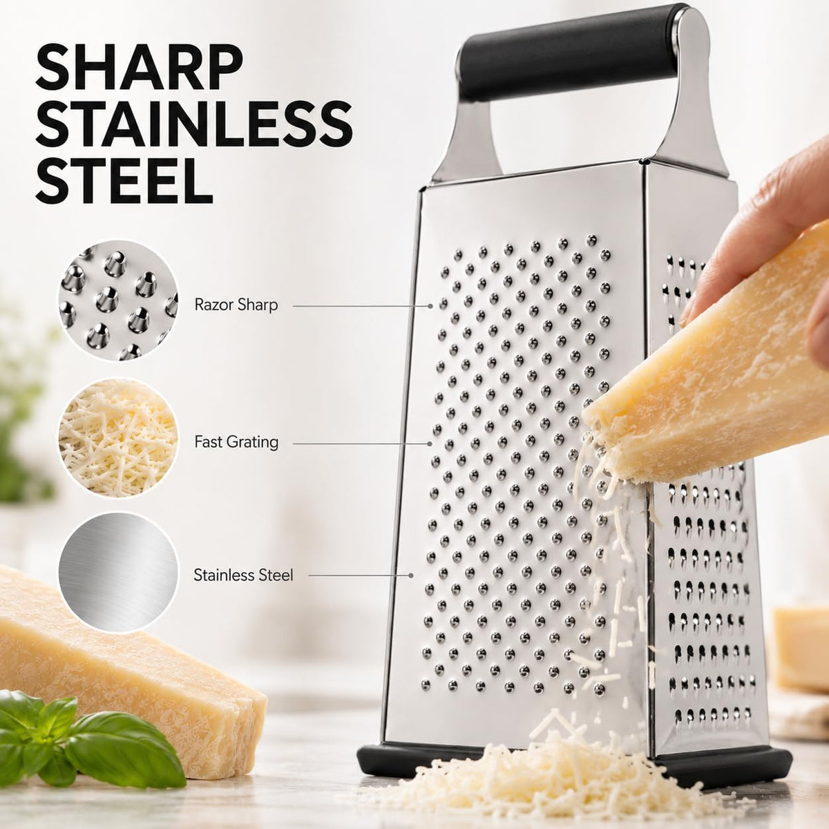 HIC Kitchen Nutmeg Grater, Stainless Steel, Grates Nutmeg, Cinnamon Sticks, Block Chocolate, Ginger, and Hard Cheeses