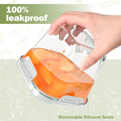 Glass Soup Containers with Lids 32oz - Borosilicate Glass Storage Containers 4 Cup, Freezer to Microwave Safe, Airtight Leak Proof, Square Meal Prep Containers for Lunch Travel- 6 Pack