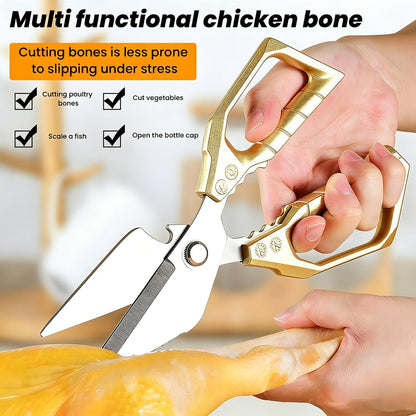 Multifunctional Heavy Duty Kitchen Shears: Kitchen Shears for Cutting Chicken,Kitchen Scissors for Food, Japanese High-Carbon Steel Culinary Poultry Shears, for Chicken,Meat,Fish,Bone Cutting(3.0mm) ﻿