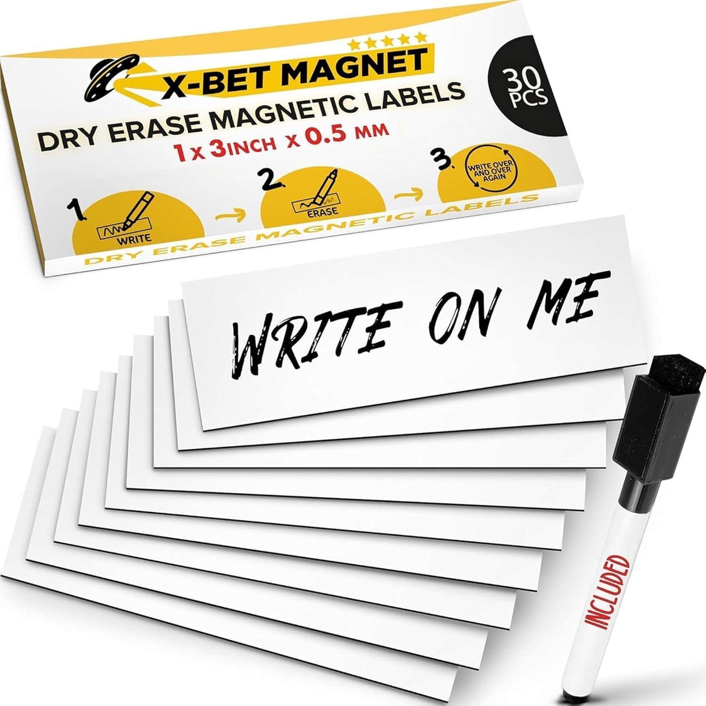 Dry Erase Magnetic Labels - Reusable Sticky Notes - Notepads for Refrigerator - Dry Erase Magnet Sheets - Blank Magnet Stickers to Write On - Magnets for Whiteboard Classroom Fridge