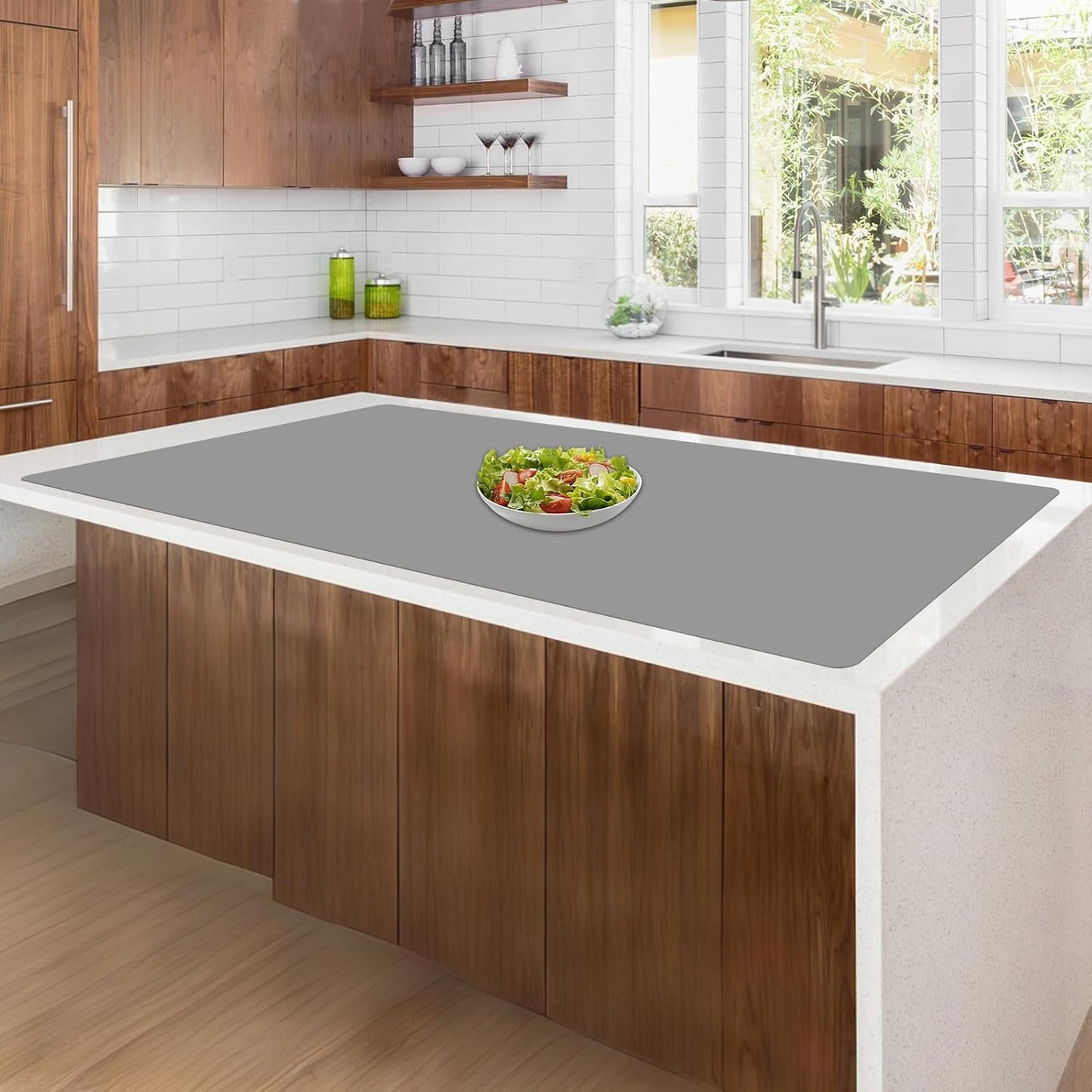 47.2"x23.6"(120cmx60cm) Large Silicone Mat for Kitchen Counter, Non-Slip Heat Resistant Countertop Protector, Waterproof Multipurpose Mat for Kitchen Island, Black