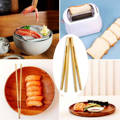 8 Pcs Bamboo Tongs for Toaster, Wooden Toaster Tongs, 7 Inches Mini Wood Cooking Tongs, Reusable Bamboo Toast Tongs, Anti-slip Bamboo Serving Tongs for Salad Toast Bread Fruits Pickles BBQ