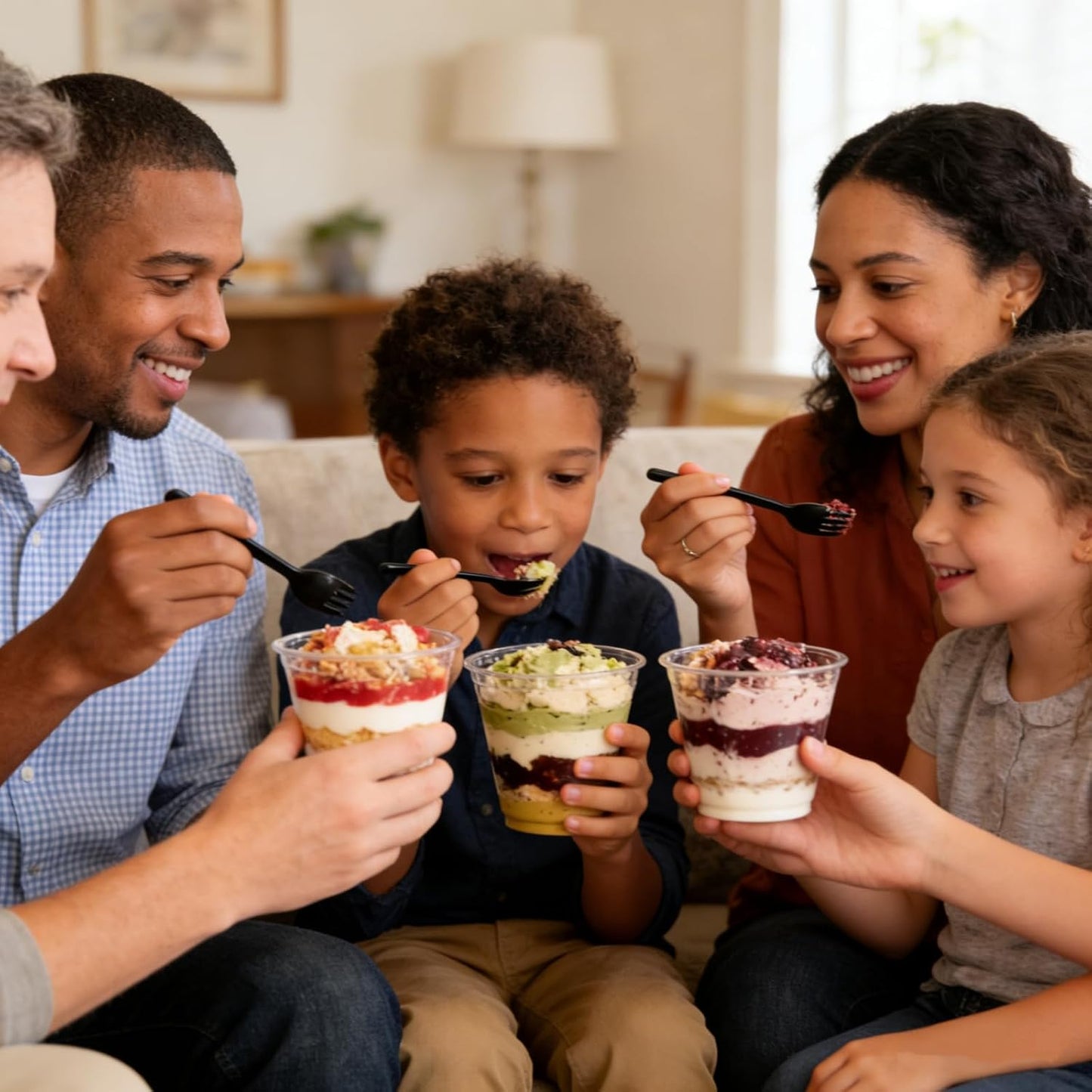 Pumtus 100 Pack Plastic Parfait Cups with Insert & Dome Lids, 9 OZ Clear Yogurt Fruit Parfait Container with Fork, Disposable To-Go Cup, Party Dessert Cup for Cereal, Veggies, Dips