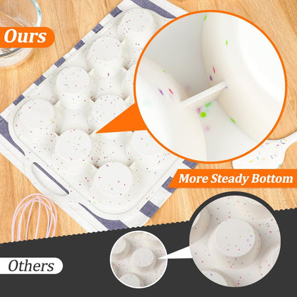 CAKETIME Mini Muffin Pan, Metal Reinforced Frame Mini Cupcake Pans 24 Cups Nonstick Muffin Silicone Molds with Handle for Baking Muffins, Cupcakes, Egg Bites 2 Pack