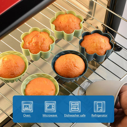 48 Pack Reusable Silicone Muffin Cups, Cupcake Baking Cups Mini Muffin Pan Silicone Cupcake Liners Non-stick Muffin Liners for Party (48, 4 Styles)