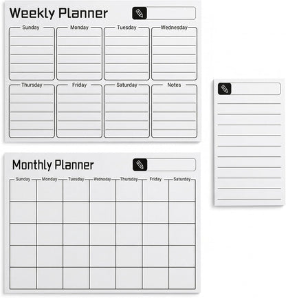 Magnetic Dry Erase Board for Fridge,16.7"x12" Reusable Whiteboard with Monthly, Weekly & Daily Planner Refrigerator Whiteboard for Home & Office Organization