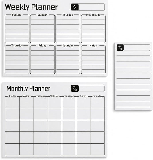 Magnetic Dry Erase Board for Fridge,16.7"x12" Reusable Whiteboard with Monthly, Weekly & Daily Planner Refrigerator Whiteboard for Home & Office Organization