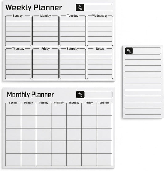Magnetic Dry Erase Board for Fridge,16.7"x12" Reusable Whiteboard with Monthly, Weekly & Daily Planner Refrigerator Whiteboard for Home & Office Organization