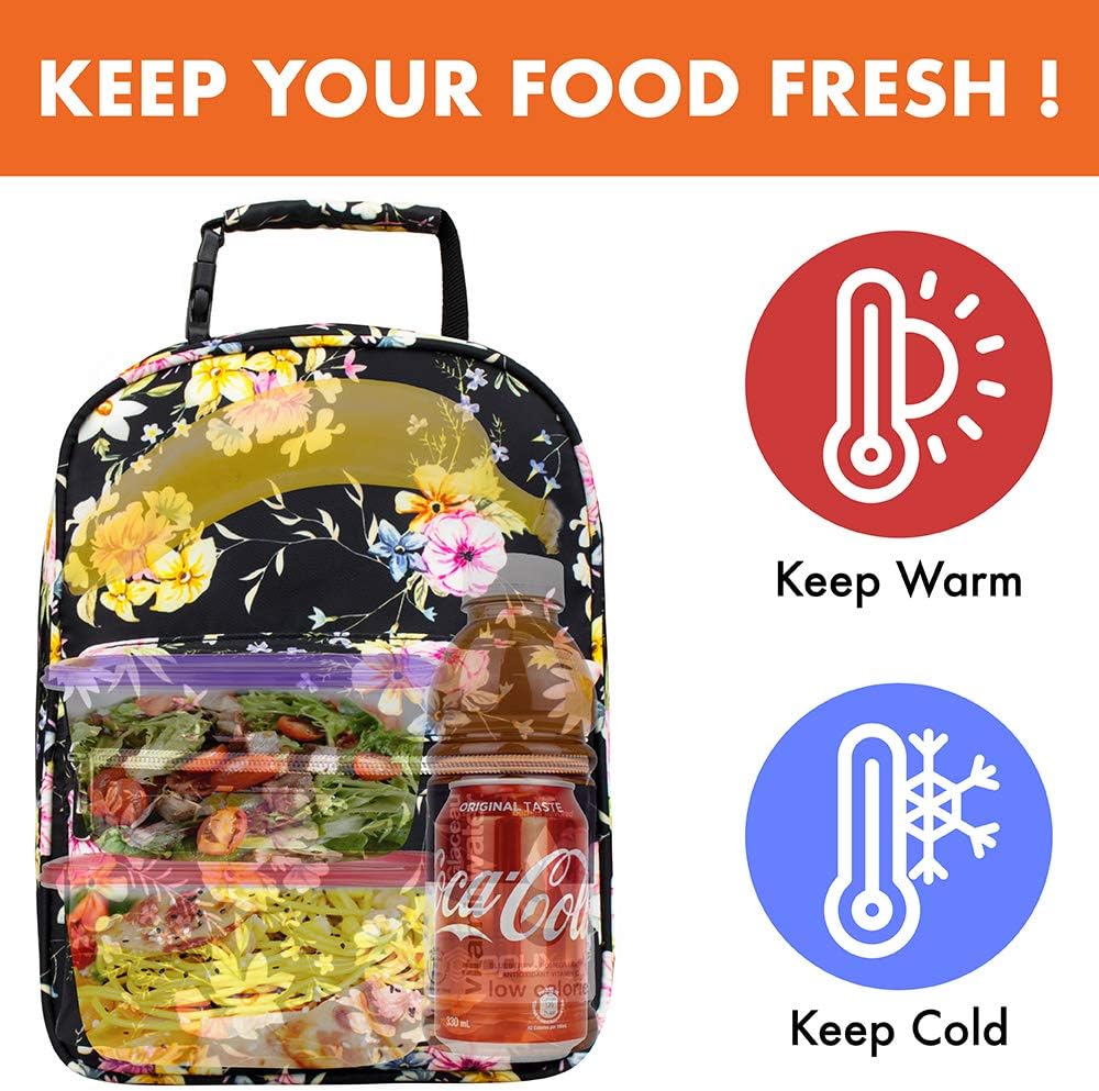 opux Lunch Box for Girls Boys Kids, Insulated Leakproof Lunch Bag, Reusable Teen Lunch Boxes for School, Medium Large lunchbox for Women Men Adult for Work with Front Back Pocket (Purple)