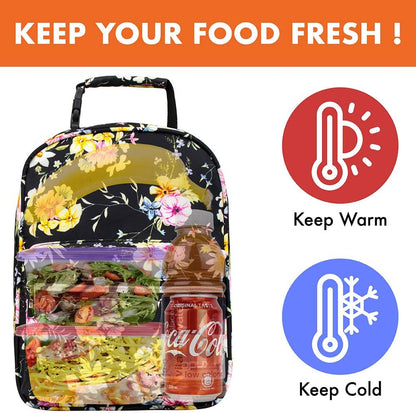 opux Lunch Box for Girls Boys Kids, Insulated Leakproof Lunch Bag, Reusable Teen Lunch Boxes for School, Medium Large lunchbox for Women Men Adult for Work with Front Back Pocket (Purple)