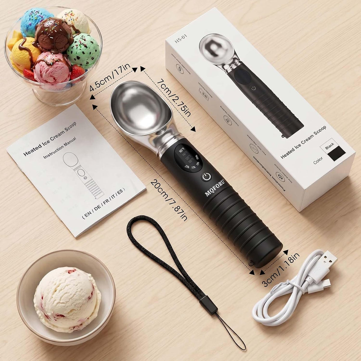 Heated Ice Cream Scoop with Removable Head – Dishwasher Safe