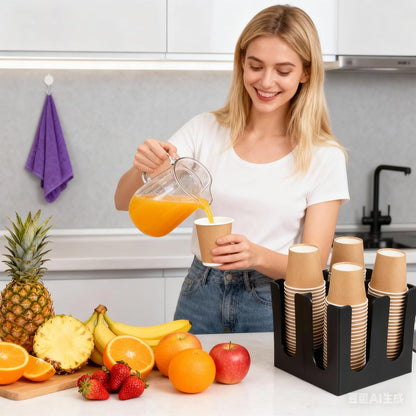 Commercial Cup and Lid Holder with Straw Organizer,Disposable Coffee Cup Condiment Dispenser for Countertop Org, Coffee Bar, Beverage Cup, Kitchen, Breakroom (11 Compartment Upright)