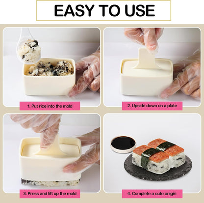 Onigiri Mold Set, 3 Pack Rice Ball Musubi Maker Press Large Triangle Rice Mold, Japanese Sushi Making Kit for Lunch Bento