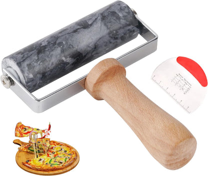 Small Marble Rolling Pin Pizza Roller for Baking (Type B Black)